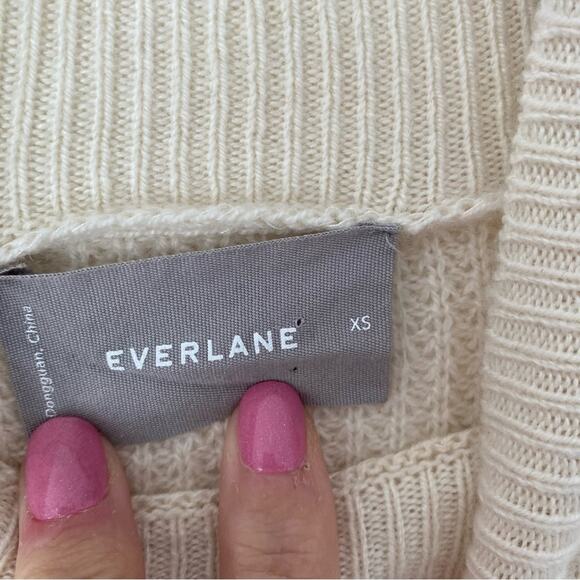 Everlane The Cashmere Waffle Square Turtleneck Sweater Cream Ivory size XS - Picture 9 of 9